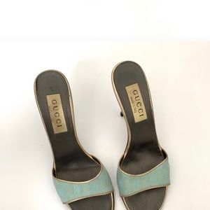 GUCCI Monogram High Heel Sandals